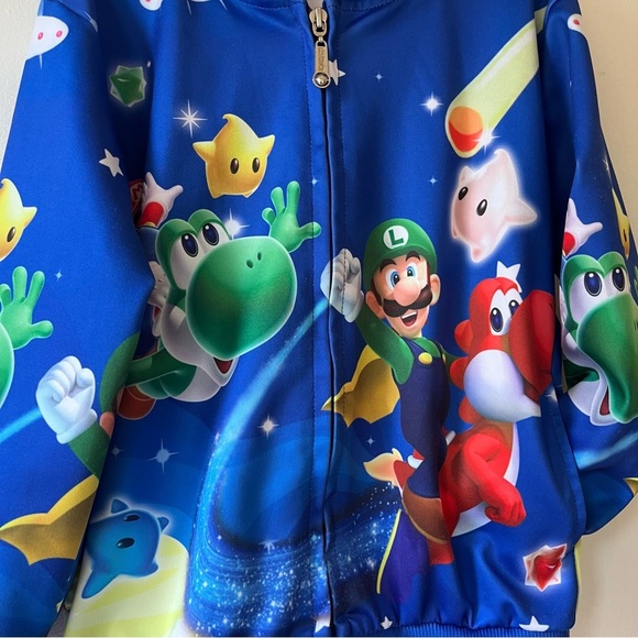 Super Mario Bros Luigi Yoshi Kids Hoodie Zip Up Jacket Size 120 (6-7Y) - Picture 2 of 9